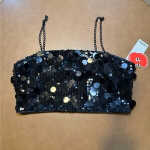 Cider Black Sequin Crop Top